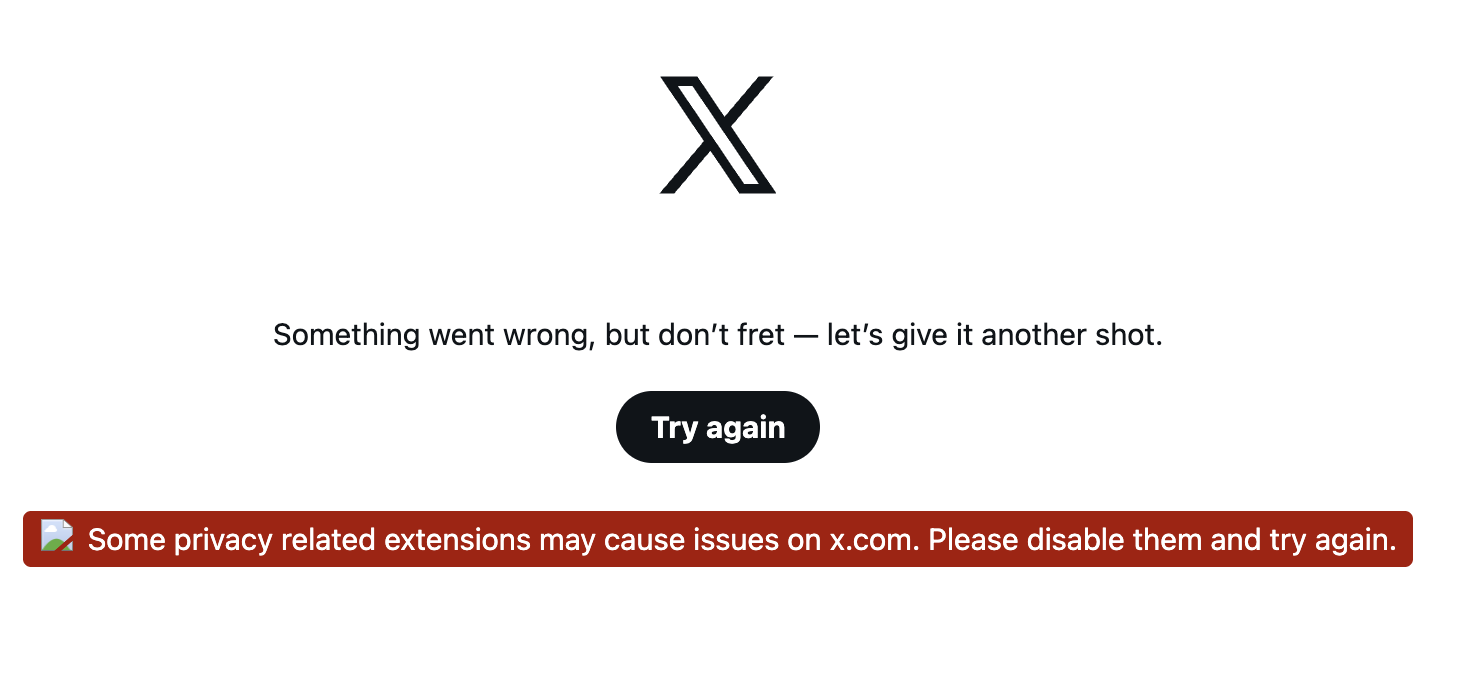 X Error Loading Message
