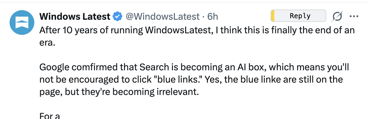 Example of a Reply tag on a post