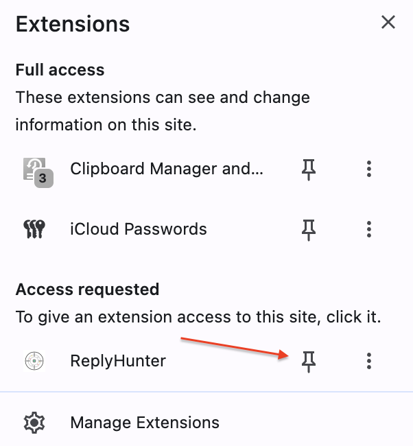 Pin extension icon